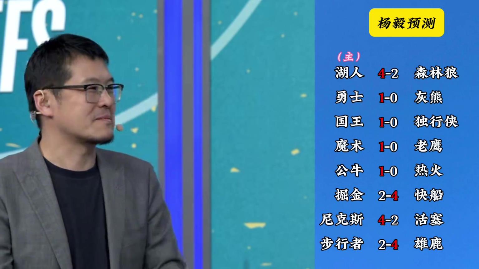 明燈來(lái)了！看看楊毅的季后賽預(yù)測(cè)：湖人4-2狼 快船4-2掘金